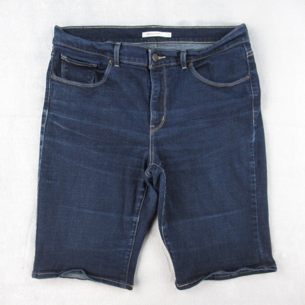 Levis Bermuda Shorts Womens‎ 31 Dark Wash Denim Stretch Mid Rise 29969-0016